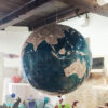 Hanging Globe raku ceramic pendant Earth
