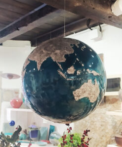 Hanging Globe raku ceramic pendant Earth